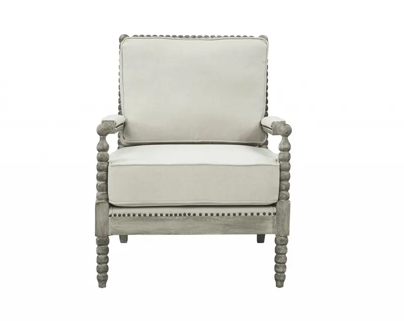 35" Beige Linen And Gray Oak Solid Color Club Chair By Homeroots