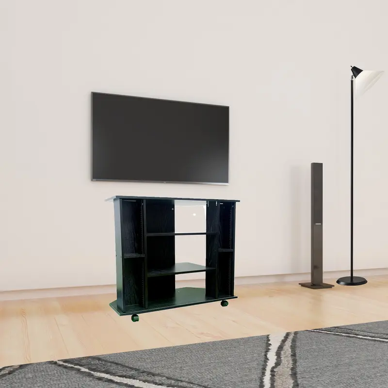 35" Black Open Shelving TV Stand By Homeroots