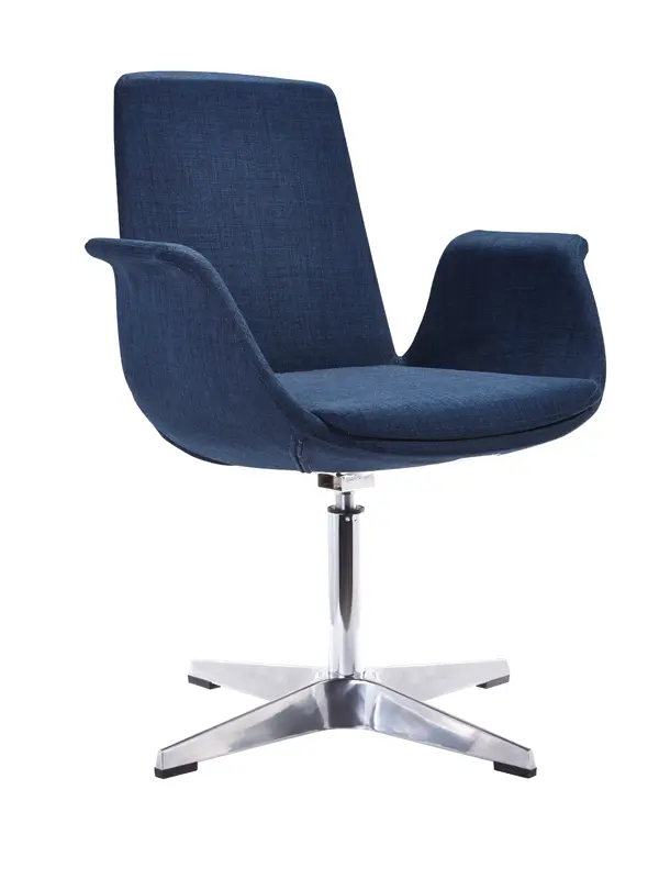 35' Blue Fabric Polyester and Aluminum Accent Chair By Homeroots