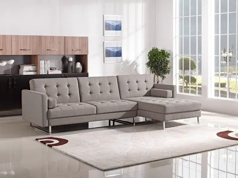 35' Brown Fabric Foam Wood and Steel Sectional Sofa By Homeroots