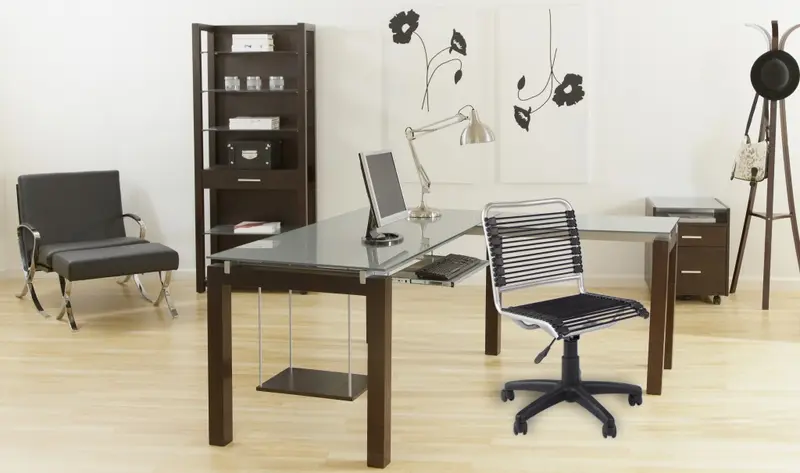 35" Chrome and Black Round Bungee Cord Low Back Office Chair By Homeroots