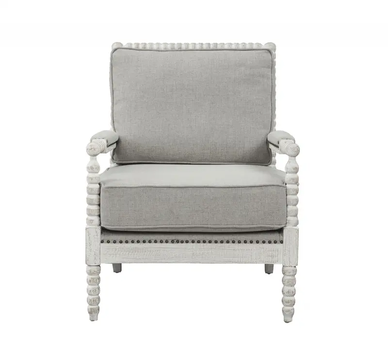 35" Gray Linen And Light Oak Solid Color Club Chair By Homeroots