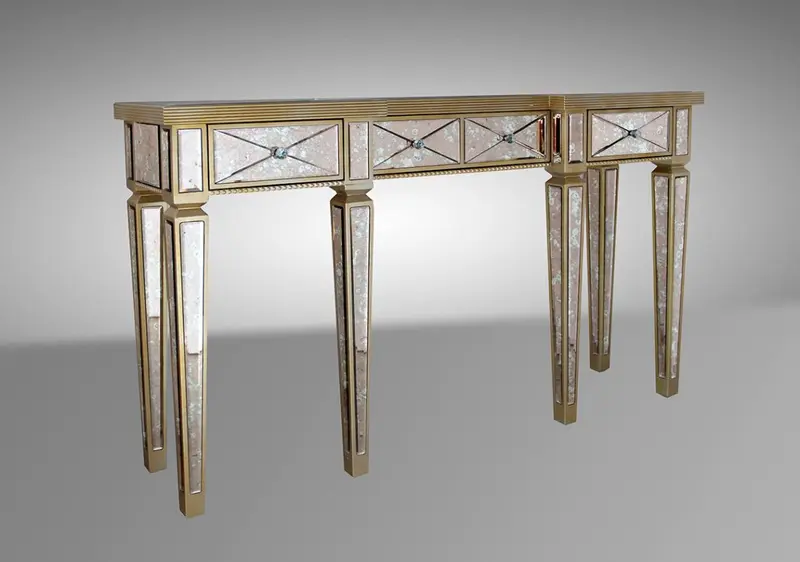35" Mirrored Glass and MDF Console Table By Homeroots