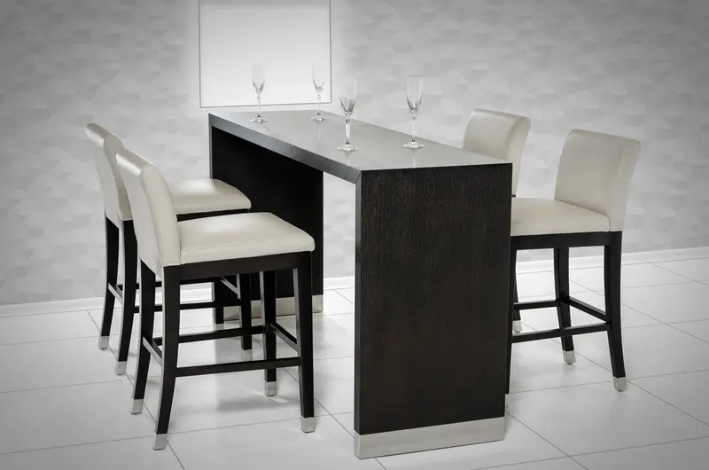35' Wenge Veneer and Stainless Steel Bar Table By Homeroots