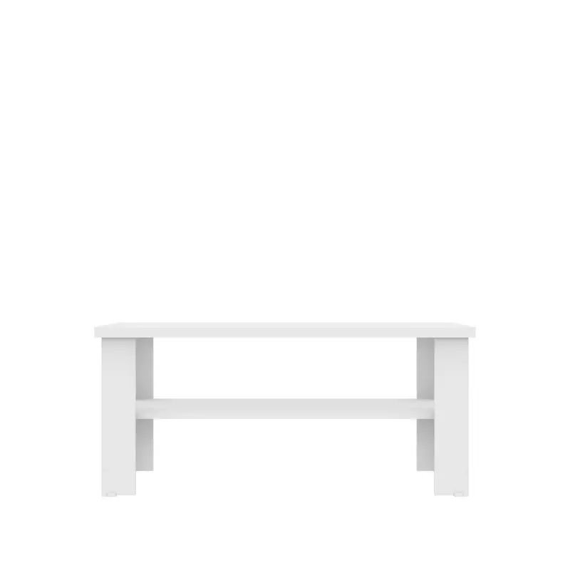 35" White Rectangular Coffee Table With Shelf By Homeroots
