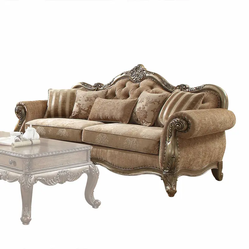 35" X 93" X 42" Fabric Vintage Oak Upholstery Poly Resin Sofa w5 Pillows By Homeroots