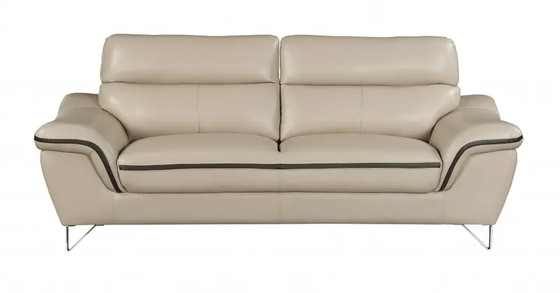 36" Charming Beige Leather Sofa By Homeroots