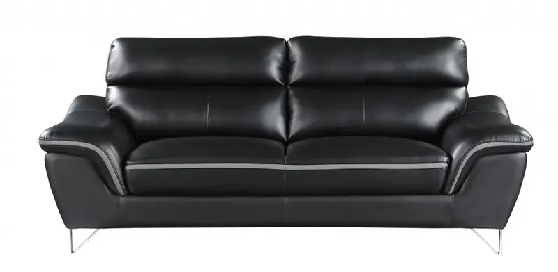 36" Charming Black Leather Sofa By Homeroots