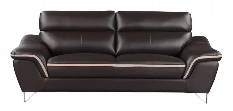 36" Charming Brown Leather Sofa By Homeroots