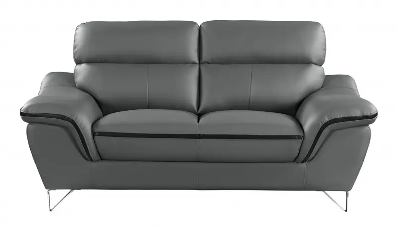 36" Charming Grey Leather Sofa By Homeroots