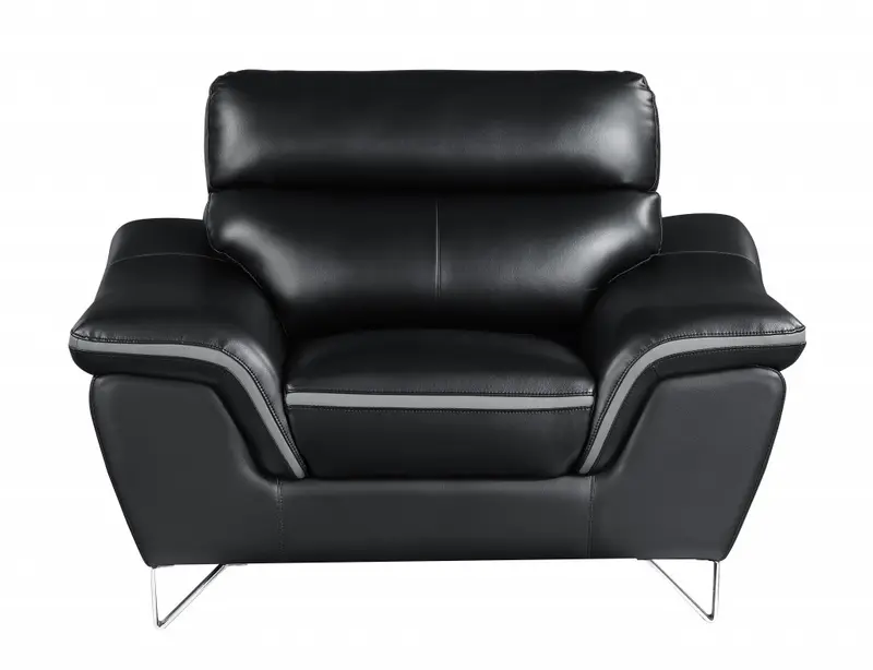 36" Contemporary Black Leather Chair By Homeroots