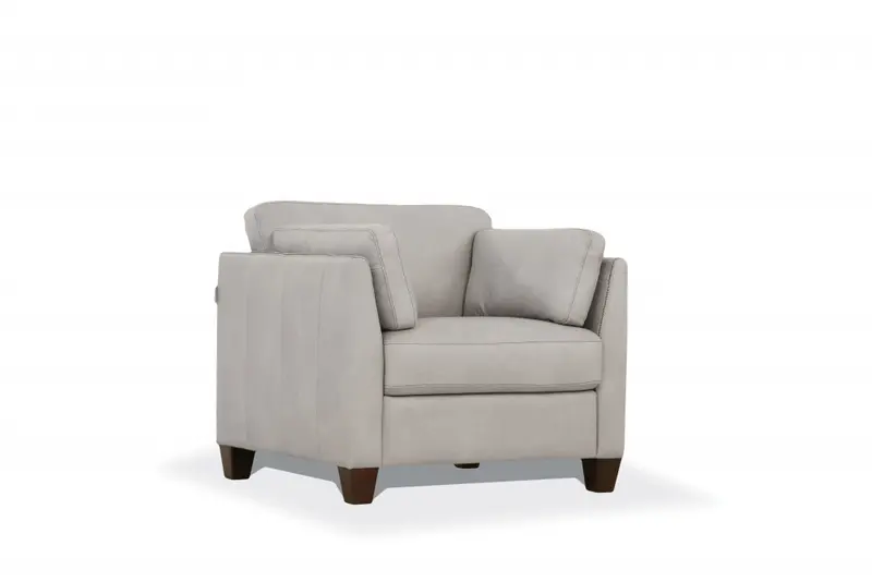 36" Dusty White Genuine Leather And Black Arm Chair By Homeroots