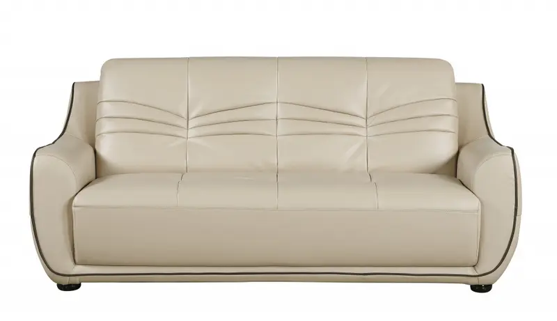 36" Elegant Beige Leather Sofa By Homeroots