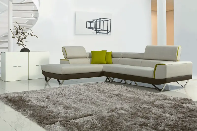 36' Fabric Foam Steel and Wood Sectional Sofa By Homeroots