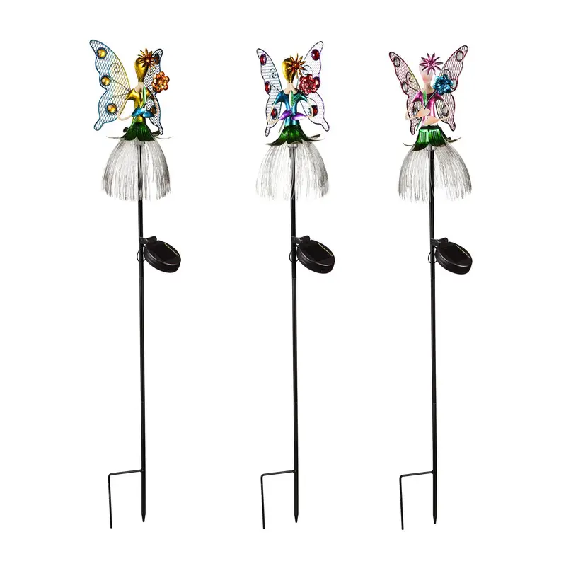 36" Fiber Optic Solar Fairy Garden Stakes, 3 Asst, 4 of Each, 12 Piece CDU