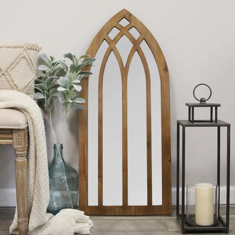 36" Gothic Inspired Arch Wood Wall Mirror By Homeroots
