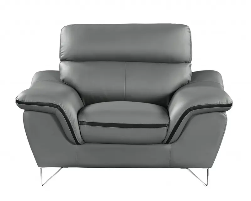 36" Gray Contemporary Leather Chair By Homeroots