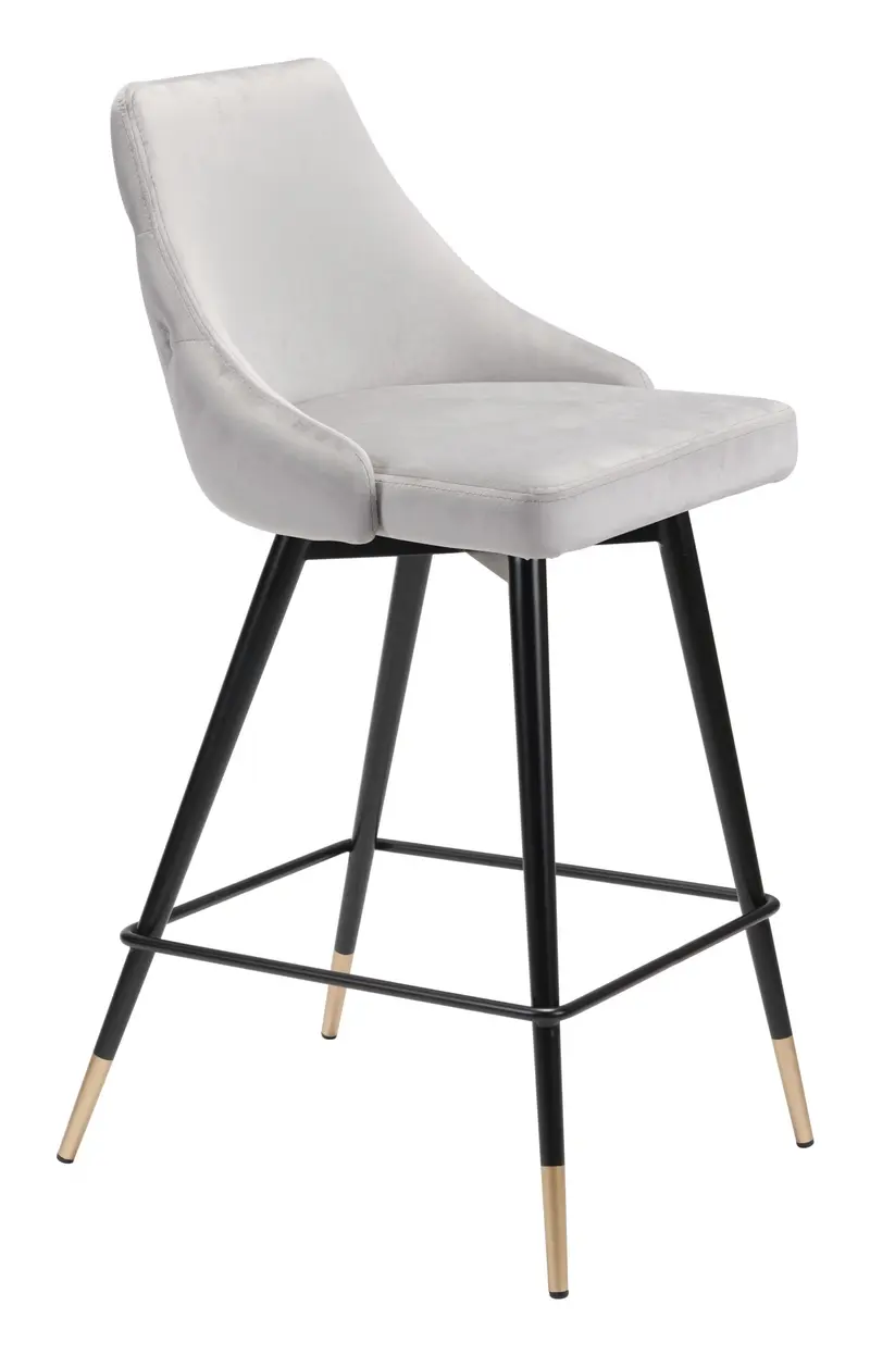 36" Gray Steel Low Back Chair With Footrest By Homeroots