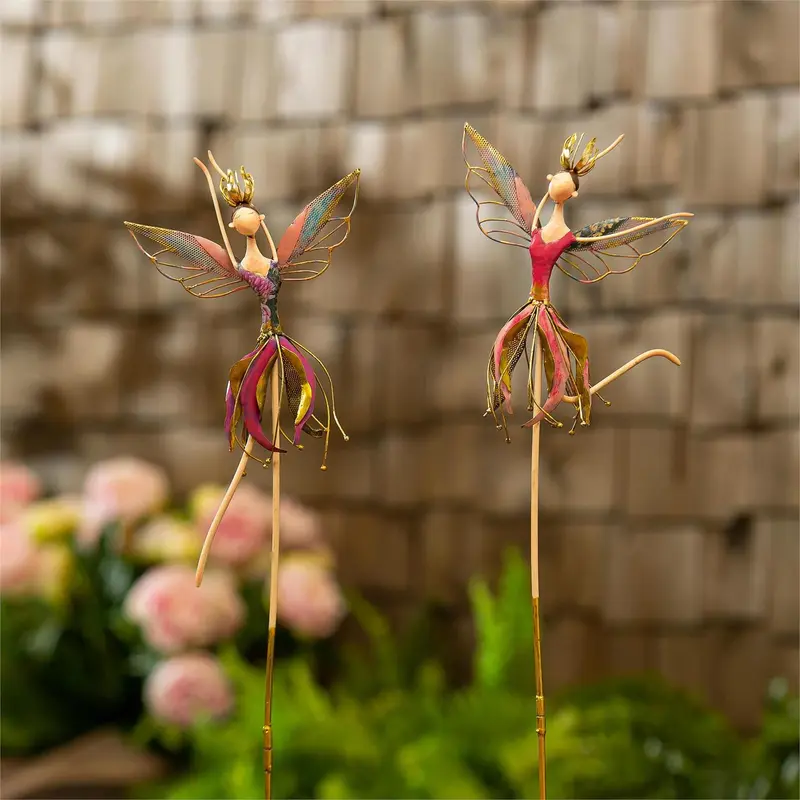 36"H Metal Garden Stake, Dancing Fairies, In CDU