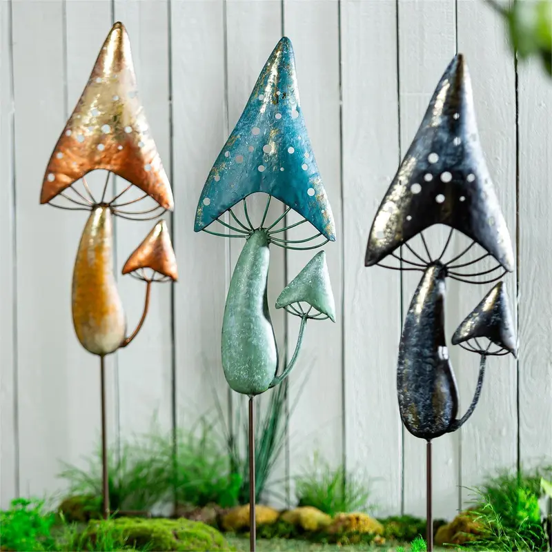 36"H Metal Garden Stake, Mystic Mushroom, In CDU