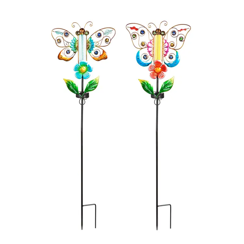 36"H Solar Drip Light Garden Stake, Butterfly, 2 Asst,2sp7250