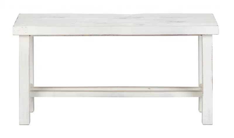 36" Rustic White Distressed Bench By Homeroots