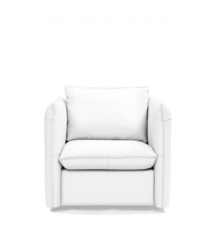 36" White Genuine Leather And Silver Swivel Accent Chair By Homeroots