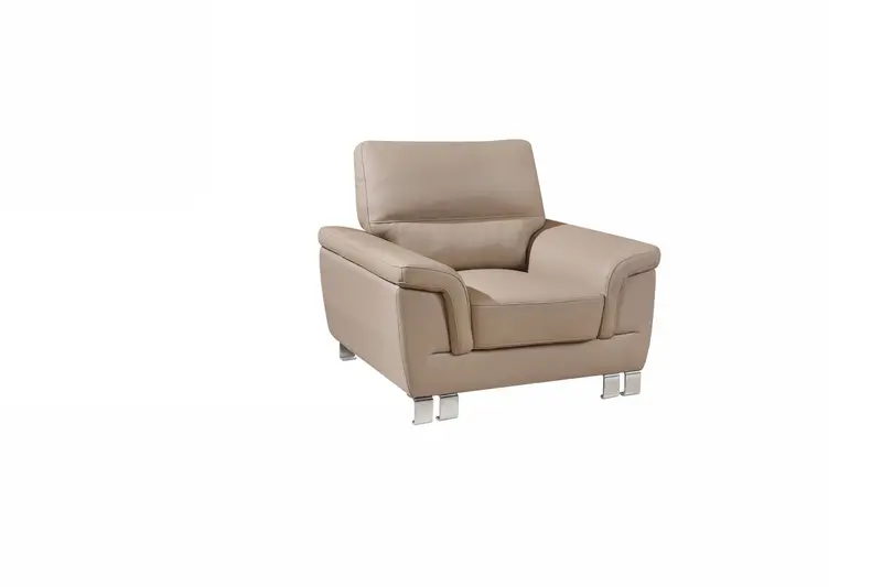37" Beige Modern Leather Chair By Homeroots