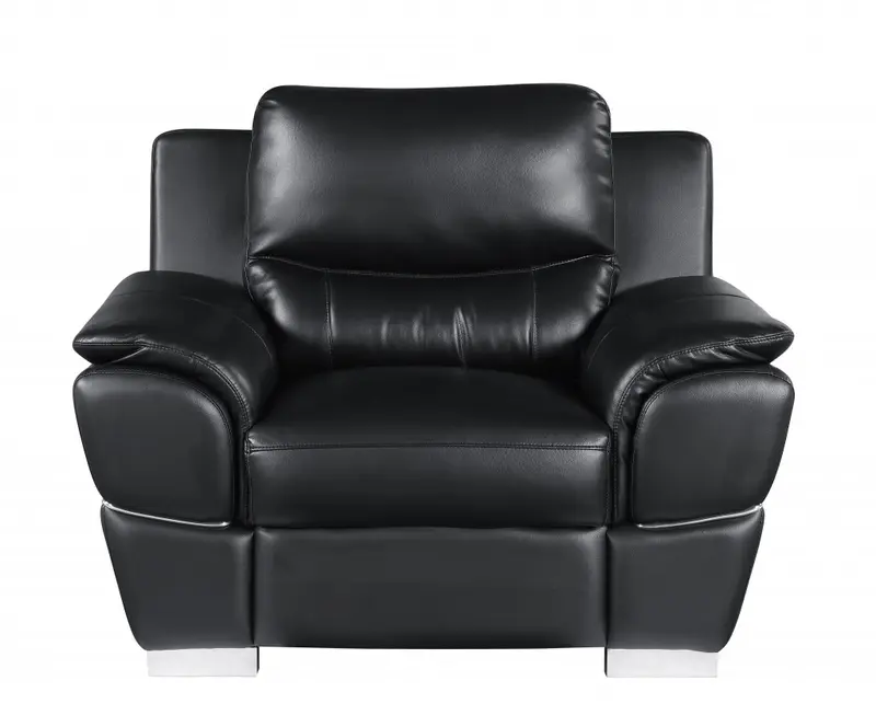 37" Black Chic Leather Recliner Chair By Homeroots