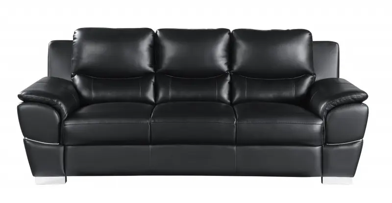 37" Chic Black Leather Sofa By Homeroots