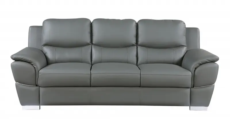 37" Chic Grey Leather Sofa By Homeroots