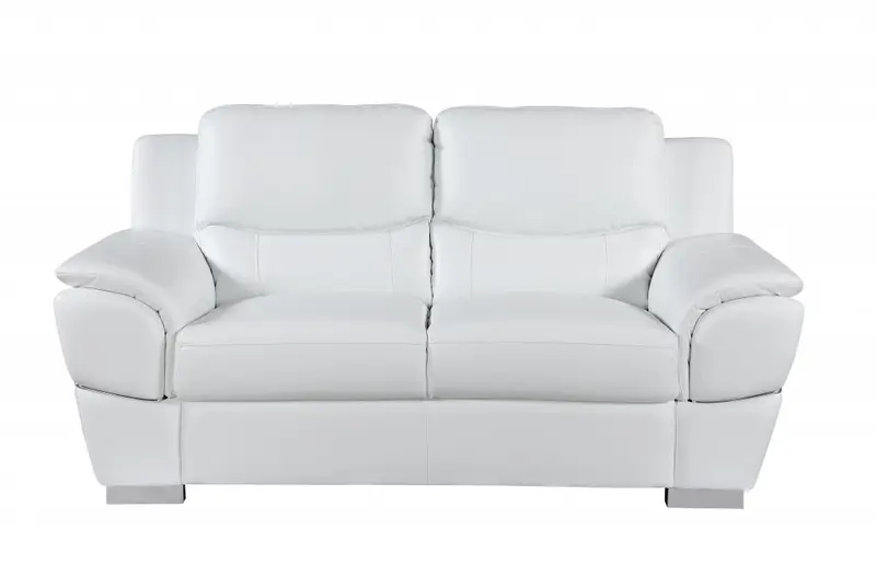37" Chic White Leather Loveseat By Homeroots