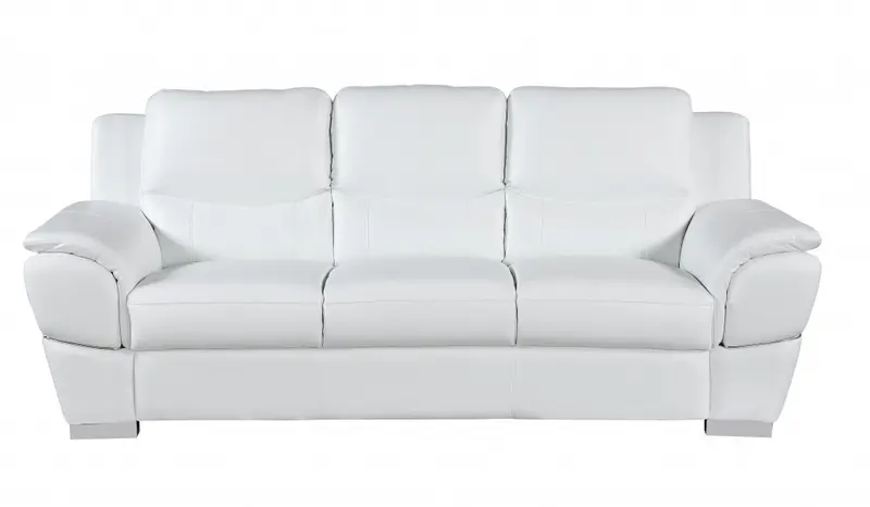 37" Chic White Leather Sofa By Homeroots