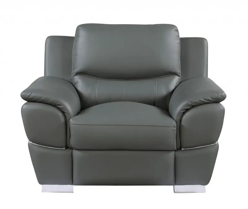 37" Grey Chic Leather Recliner Chair By Homeroots