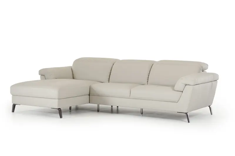 37' Light Grey Eco Leather Foam Steel and Wood Sectional Sofa By Homeroots