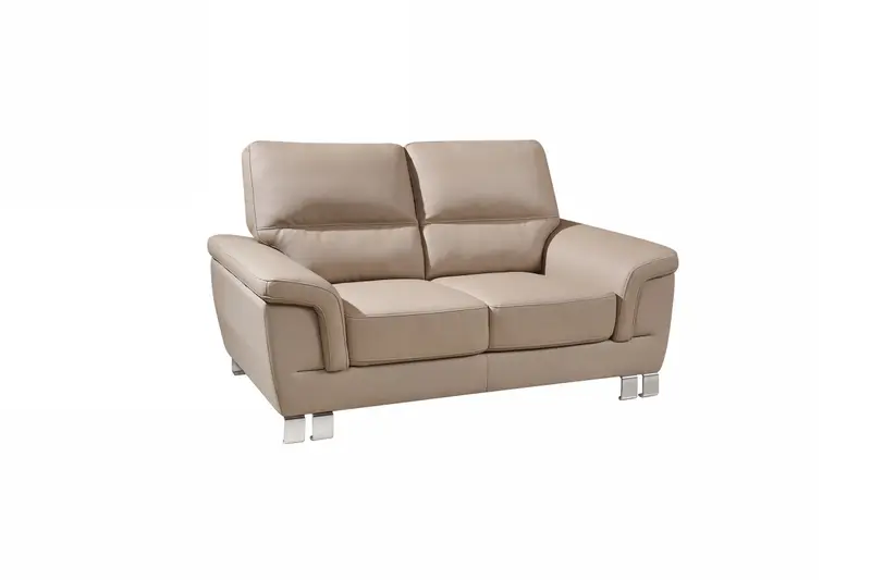 37" Modern Beige Leather Loveseat By Homeroots