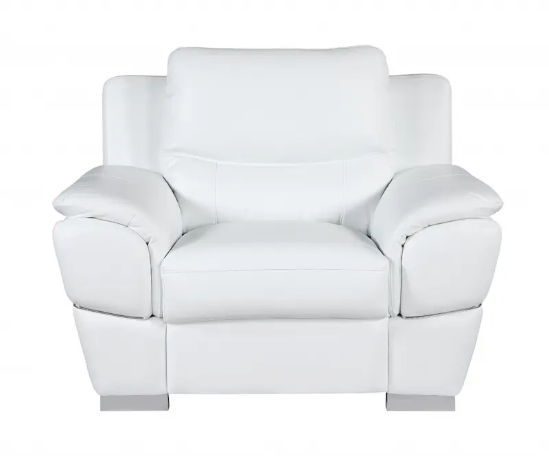 37" White Chic Leather Stationary Chair By Homeroots