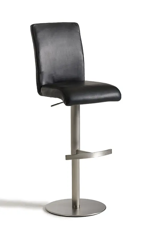 38' Black Eco Leather And Steel Bar Stool By Homeroots