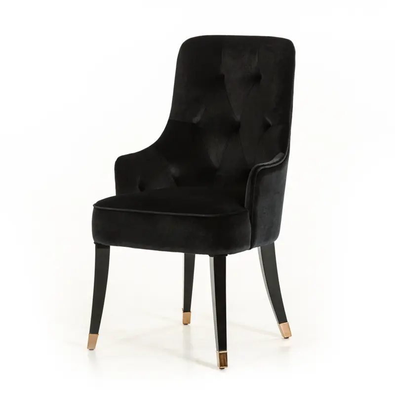 38' Black Velvet Fabric Dining Chair By Homeroots
