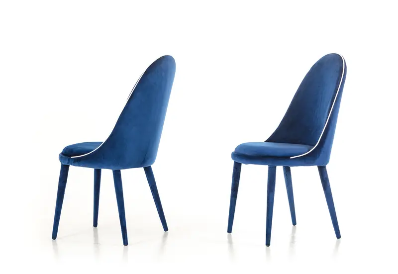 38' Blue And White Fabric And Metal Dining Chair By Homeroots
