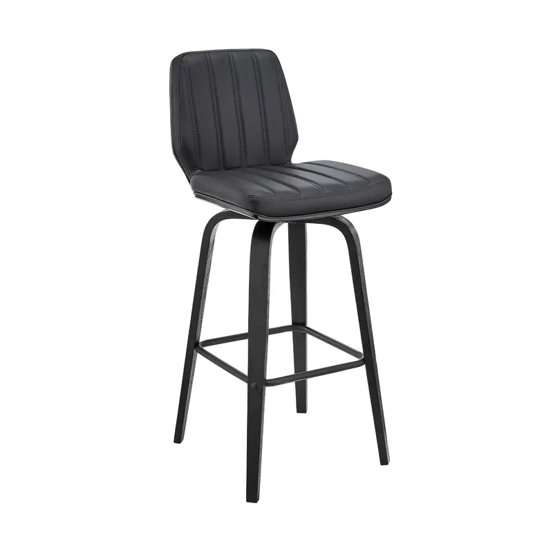 38" Gray Faux Leather And Iron Swivel Bar Height Chair By Homeroots