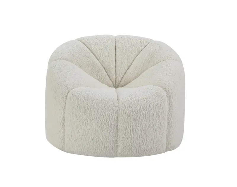 38" White And Black Sherpa Swivel Barrel Chair By Homeroots