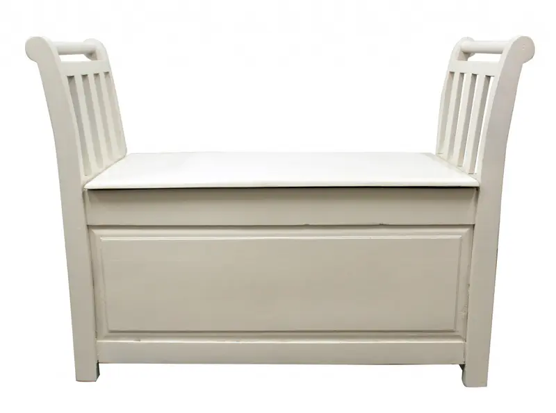 38" White Solid Wood Entryway Bench With Flip Top and High Sides By Homeroots