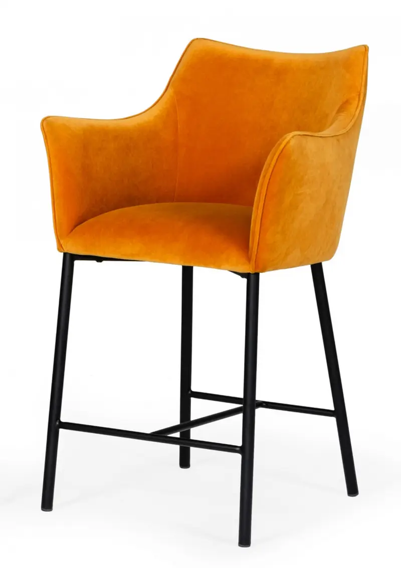 38" Yellow And Black Iron Low Back Counter Height Bar Chair With Footrest By Homeroots