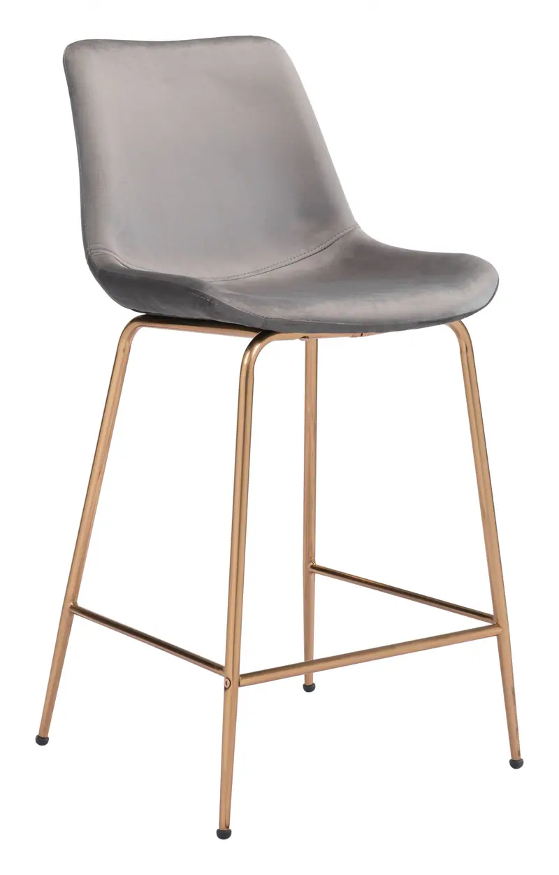39" Gray Steel Low Back Chair With Footrest By Homeroots
