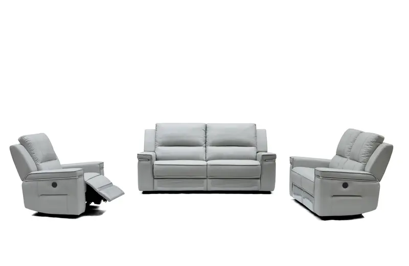 39' Grey Leatherette Foam Steel and Wood Sofa Set By Homeroots