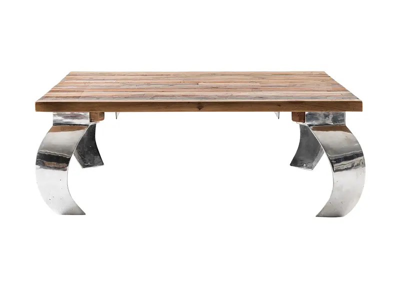 39" Steel And Reclaimed Wood Contemporary Square Coffee Table By Homeroots