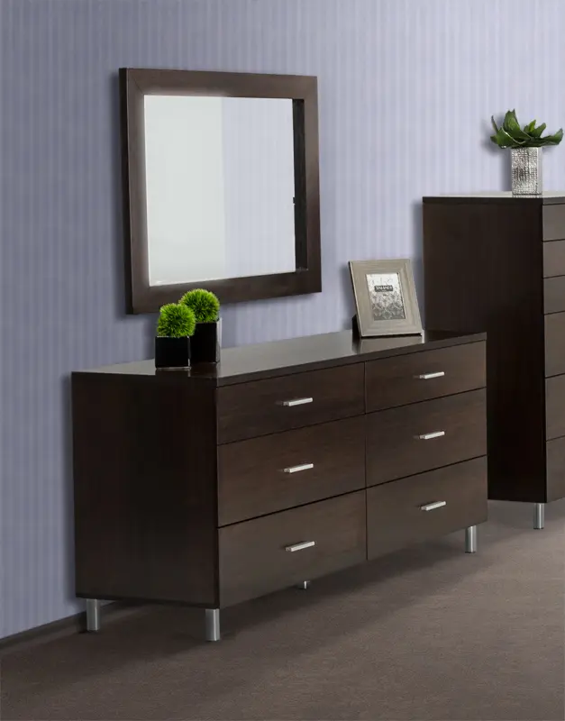 39" Wenge MDF and Glass Mirror By Homeroots