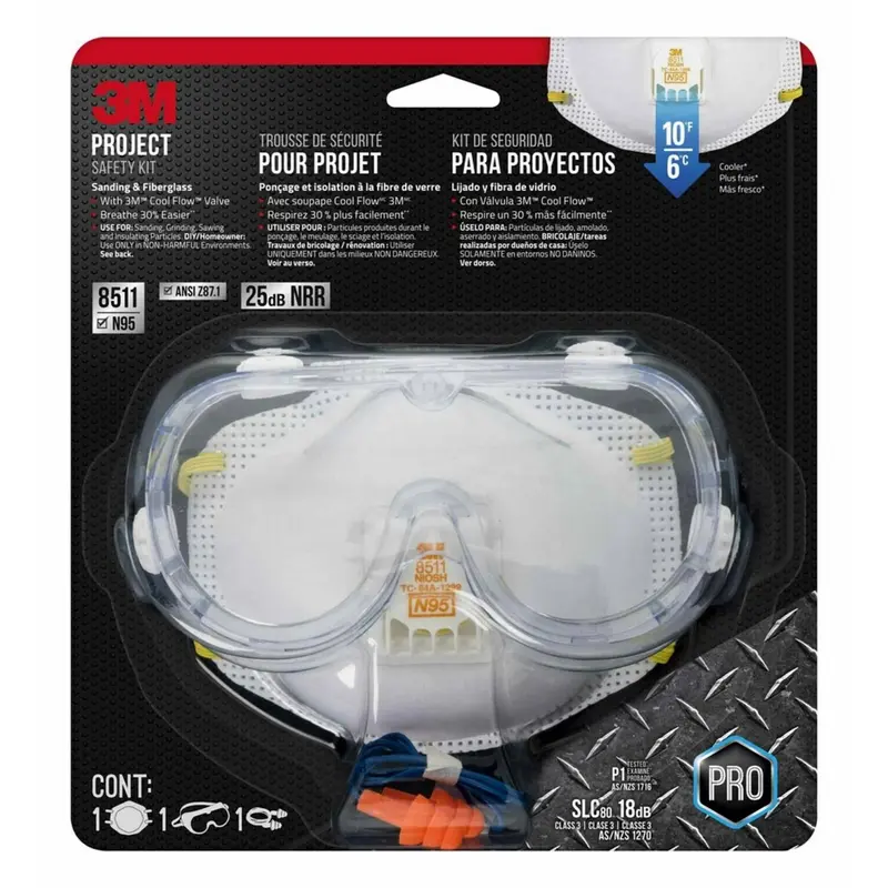 3M Sanding and Fiberglass Respirator Supply Kit White 3 pc