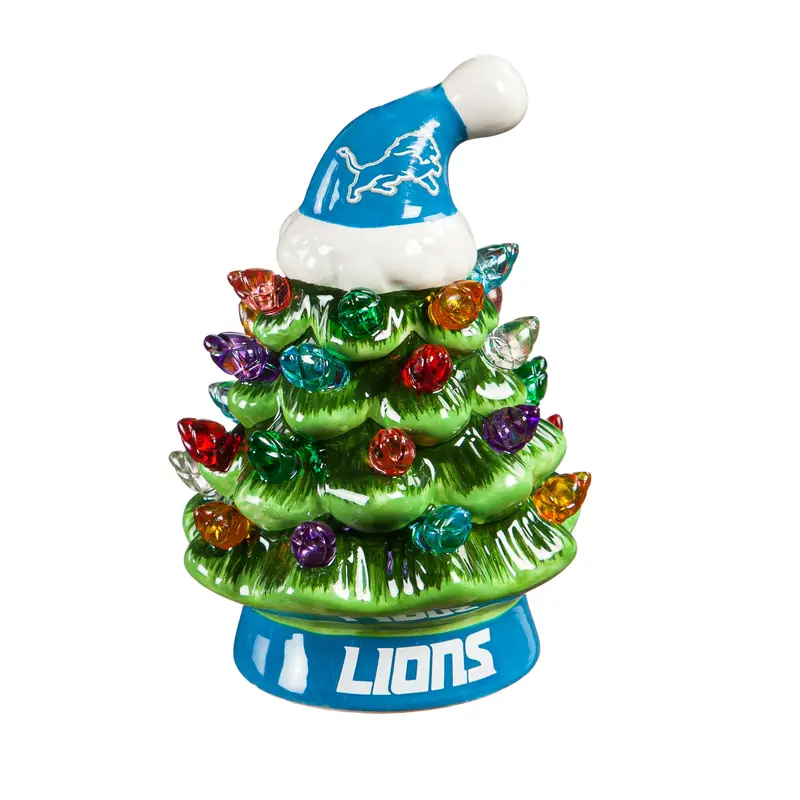 4" Mini LED Tabletop Christmas Tree, Detroit Lions,8led3810mt
